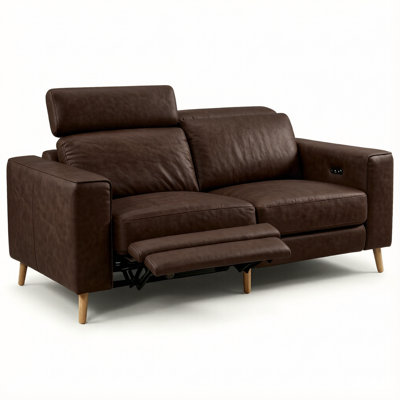Causeuse inclinable électrique avec siège large et appui-tête électrique, canapé électrique inclinable, canapé inclinable en cuir avec ports USB Type-C, appui-tête réglable pour le salon, le véhicule récréatif et le cinéma maison