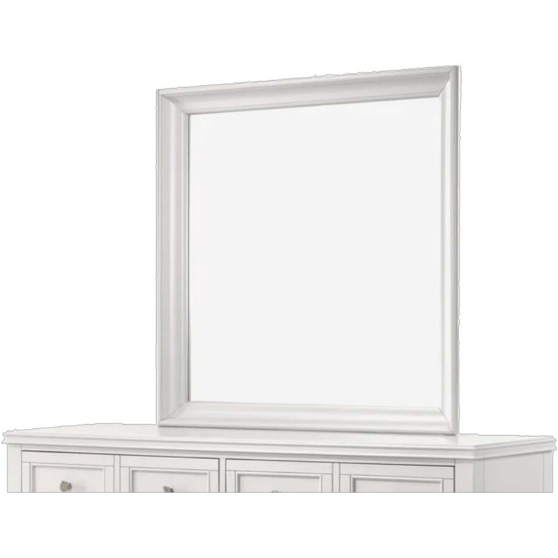 Solid Wood Square Wall Mirror, White