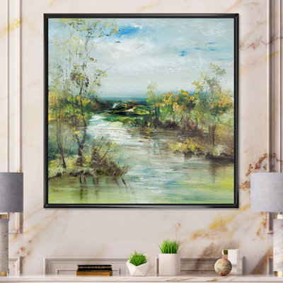 " Winter River Landscape Illustration II " Painting Print
