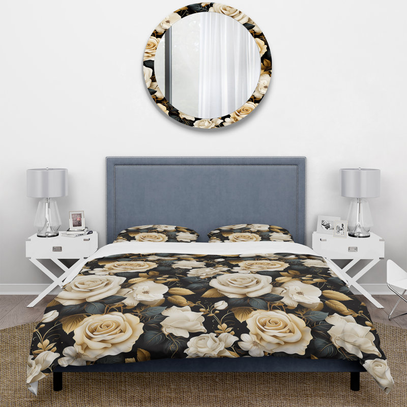 Literie Elegant Beige Rose Harmony II, Housse de couette pour très grand lit et 2 très
