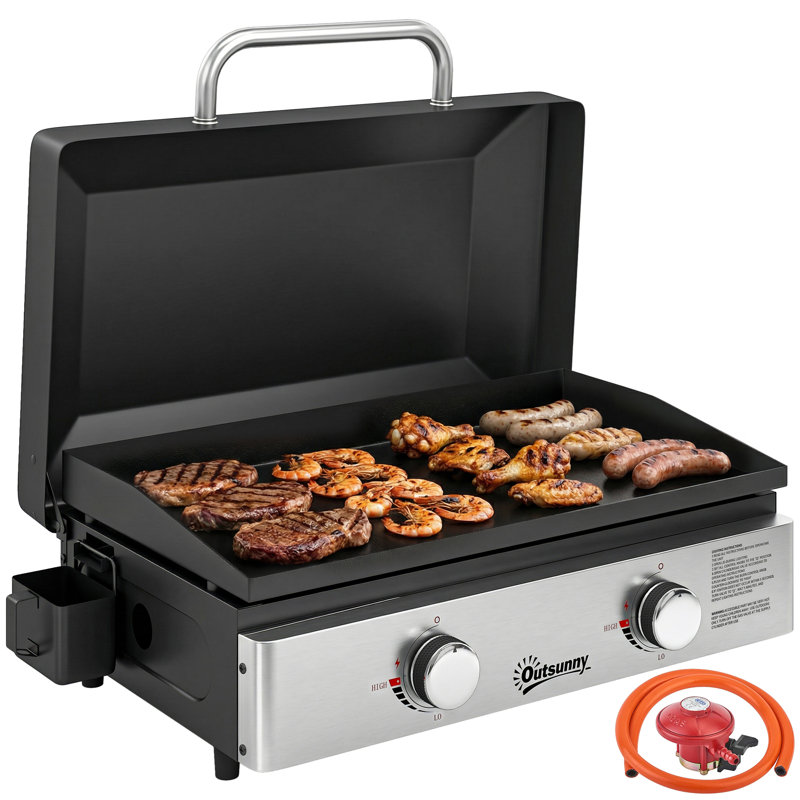 Outsunny 2 - Burner Countertop, Portable 21000 BTU BTU Gas Grill