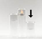Votive en verre, H 4 po x l 2 po x P 2 po