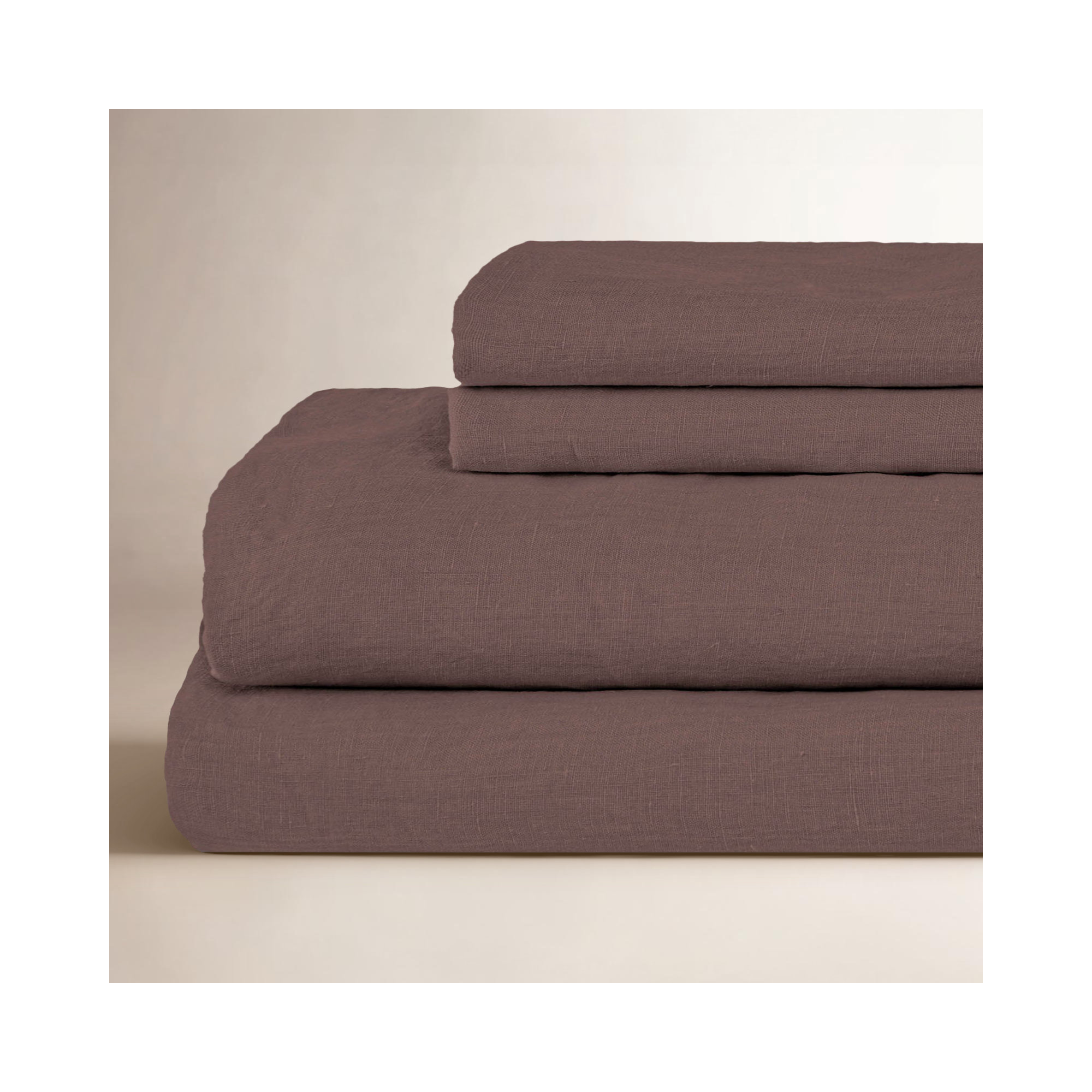100% French Linen Sheet Set, Twin XL Sheet Set with 1 Pillowcase, Clove