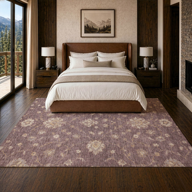 Tapis Chantille ACN3076 Global, lavable à la machine, intérieur/extérieur, Prune, 8 pi x 10 pi