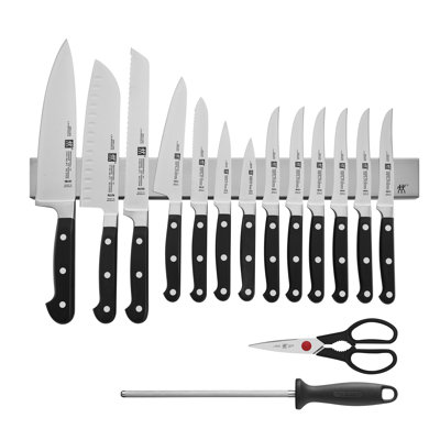 Zwilling Professional "S" 16-piece Knife Set With 17.5" Stainless Magnetic Knife Bar