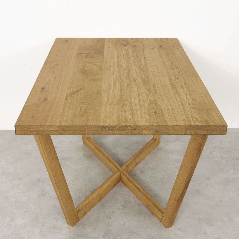 Dellaposta Oak Rectangular Wood Top Dining Table with Wood Base, 76cm H x 140cm L x 90cm W, Natural Oil