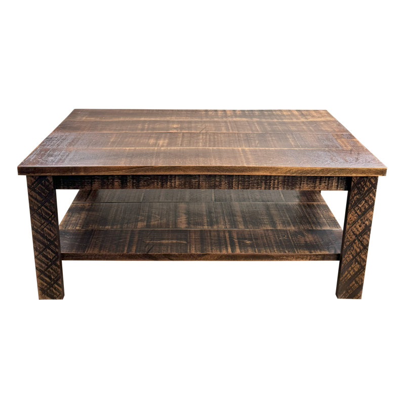 Cottage/Tide Stripe Tapered Leg All Wood Coffee Table, Brown, Brown