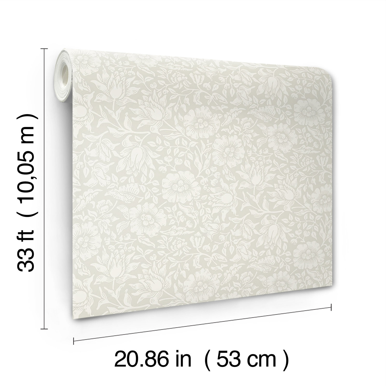 Mallow Floral Wallpaper, Dove