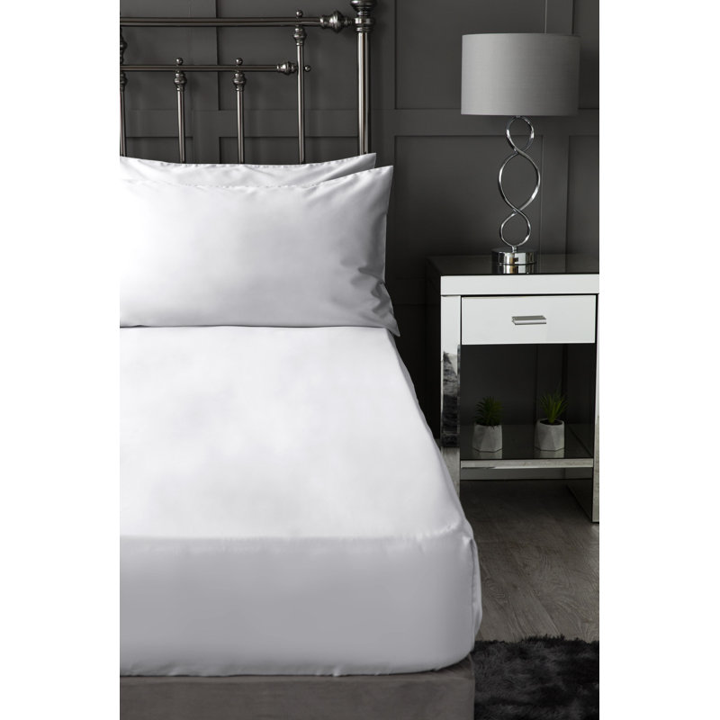 Sateen Fitted Sheet, Super King (6'), White