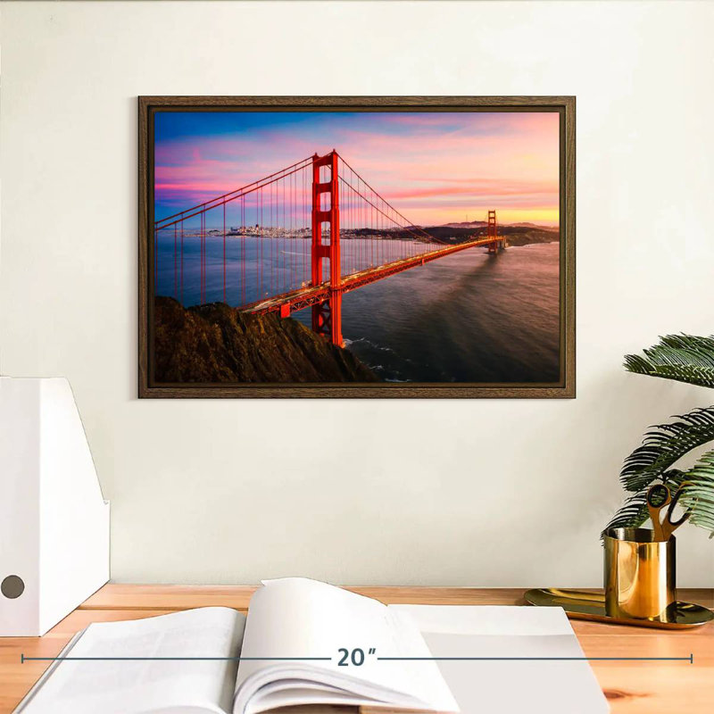 Golden Gate, 13 po x 9 po, Cadre flottant en noyer