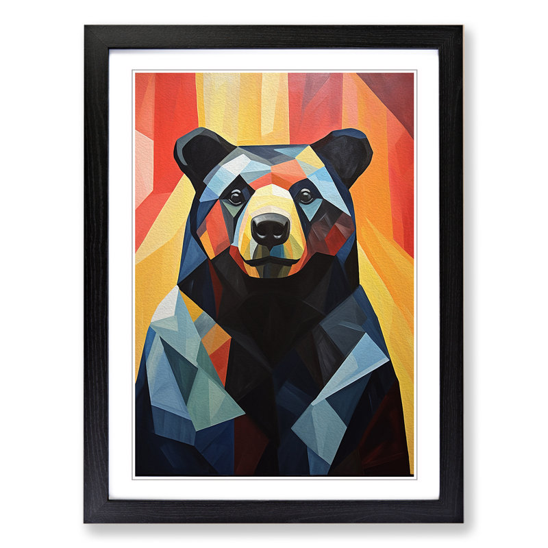 Bear Cubism Art - Framed Print, Black Framed, 64cm H x 46cm W x 2cm D