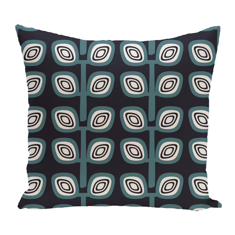 Geometric Outdoor Reversible Throw Pillow, Navy Blue