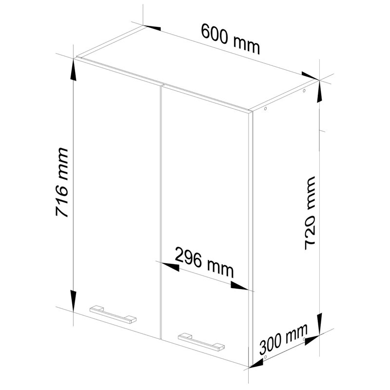 Oliwia Kitchen Wall Unit, 72cm H x 60cm W x 30cm D