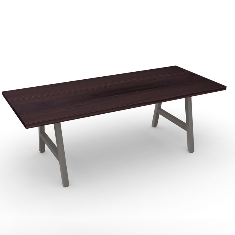 Solid Wood Top Metal Base Dining Table, 30" H x 72" L x 36" W, Dark Walnut