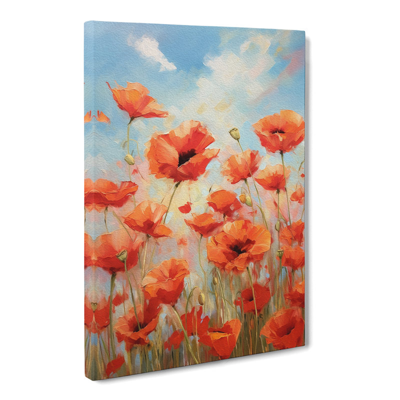 Poppy Field Gestural - Single Picture Frame Print, 50cm H x 35cm W x 3cm D