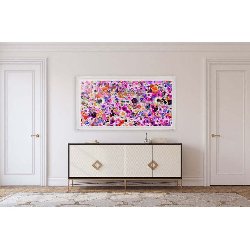 Flower Collage Print By Kristi Kohut, White Wood, 23" H x 40" W