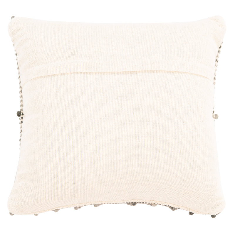 Cait Pom-poms Wool Blend Reversible Throw Pillow, Grey
