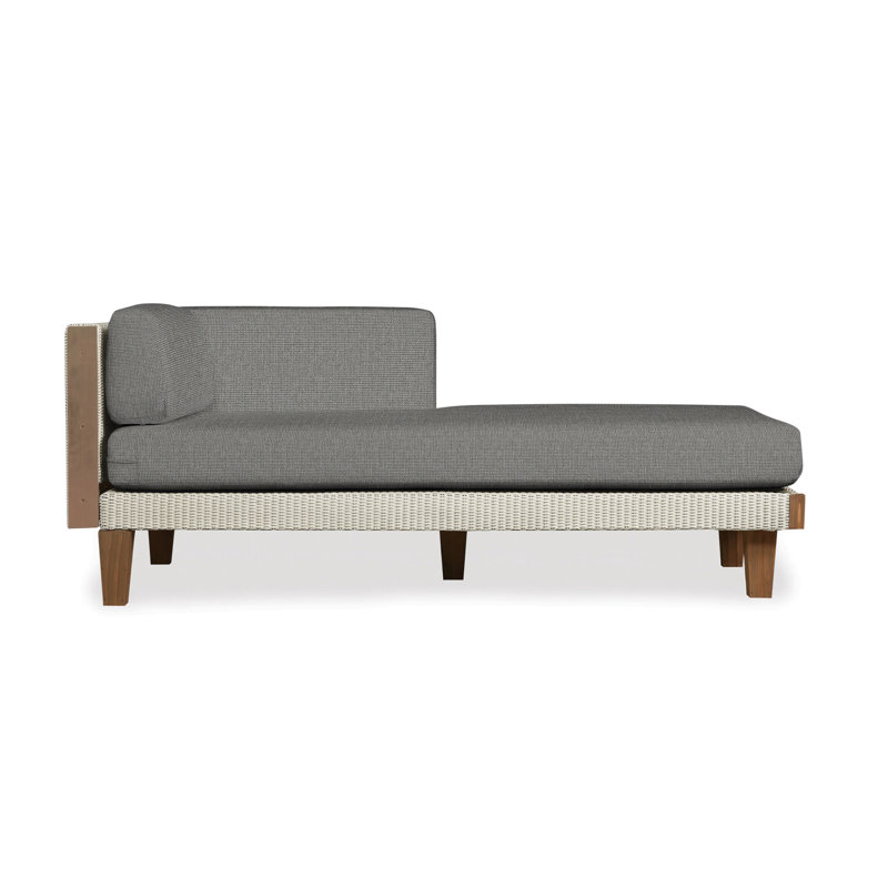 Catalina Outdoor Teak Chaise Lounge, Sandberg Pewter, Linen