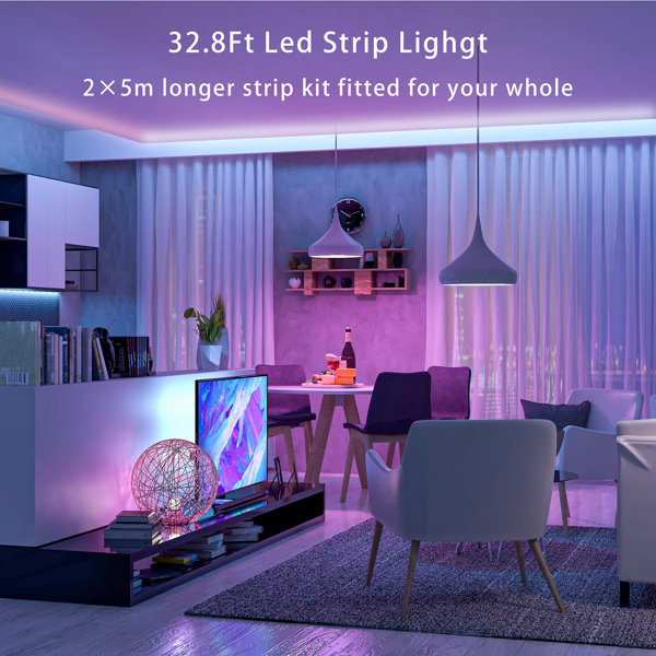 LED Strip Lights 32.8FT RGB LED Lights with Remote Control 20 Colors and  DIY Mode Color Changing LED Lights Easy Installation Light Strip for  Bedroom Ceiling Kitchen (2x16.4FT) 