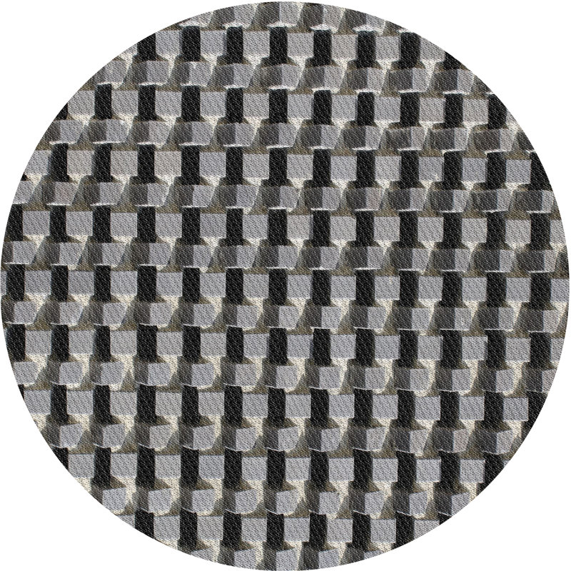 Tapis gris / noir Power Loom, Rond 5 pi