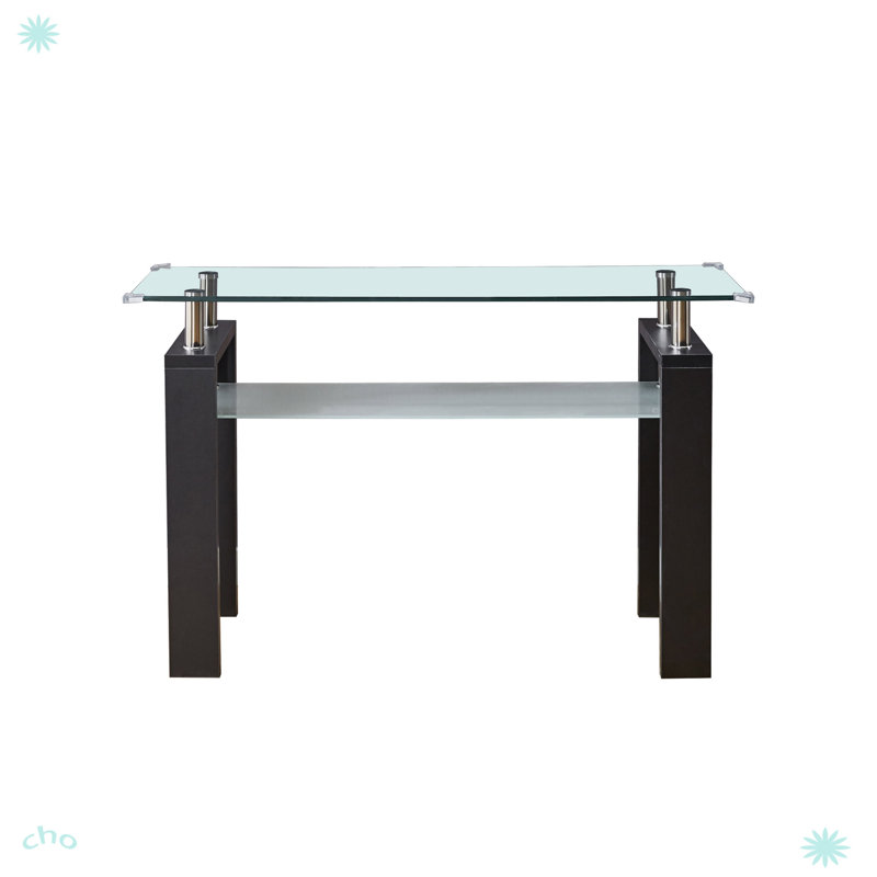 Black MDF Console Table,Entryway table,Hoyer table with Tabletempered glass table top, Black