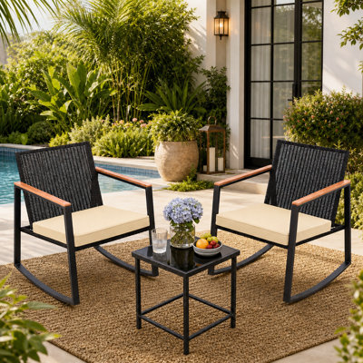Debralee 2-Person Outdoor Seating Set – All-Weather Wicker, Sunbrella Waterproof Cushions