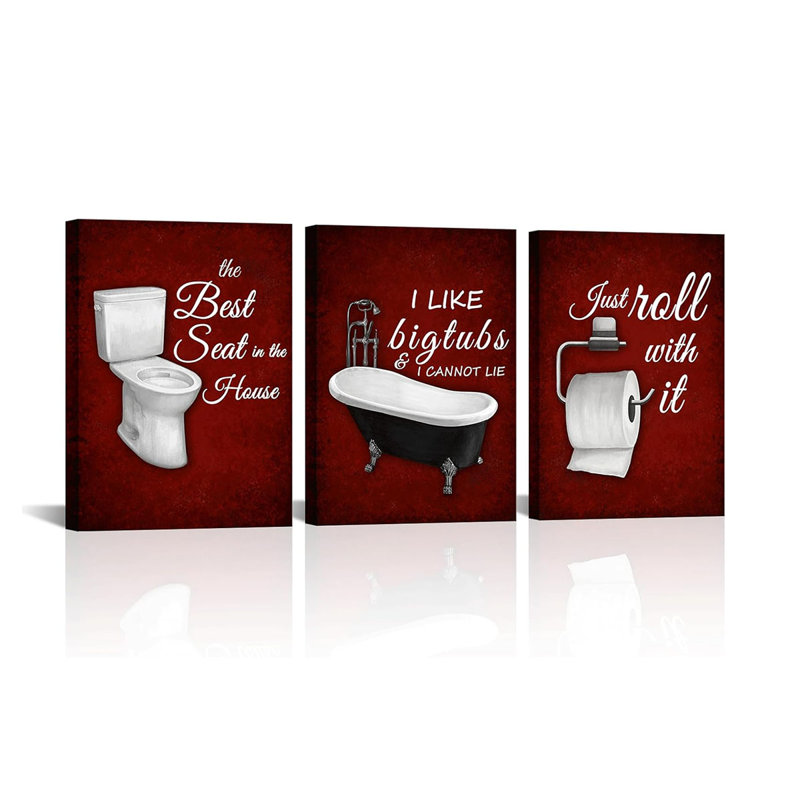 3 Piece Wrapped Canvas Print, Red