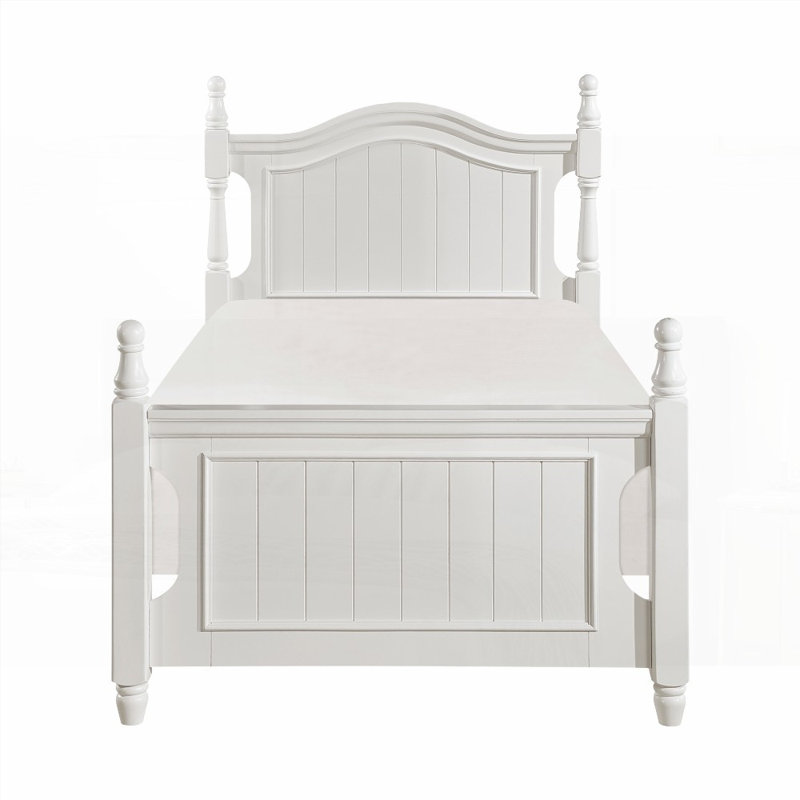 Structure de lit robuste en bois avec finition blanche, sans sommier tapissier (41,5 po x 81,5 po x H 46,5 po)