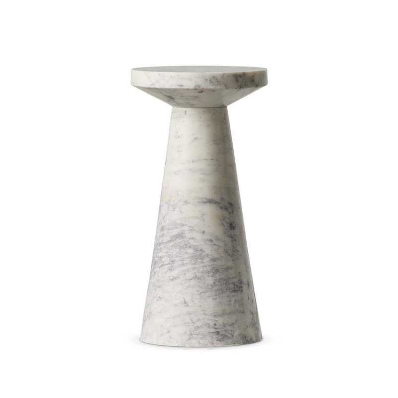 Mabel Nesting End Table-Short-Veined White Marble, 20.5" H x 10" W x 10" D