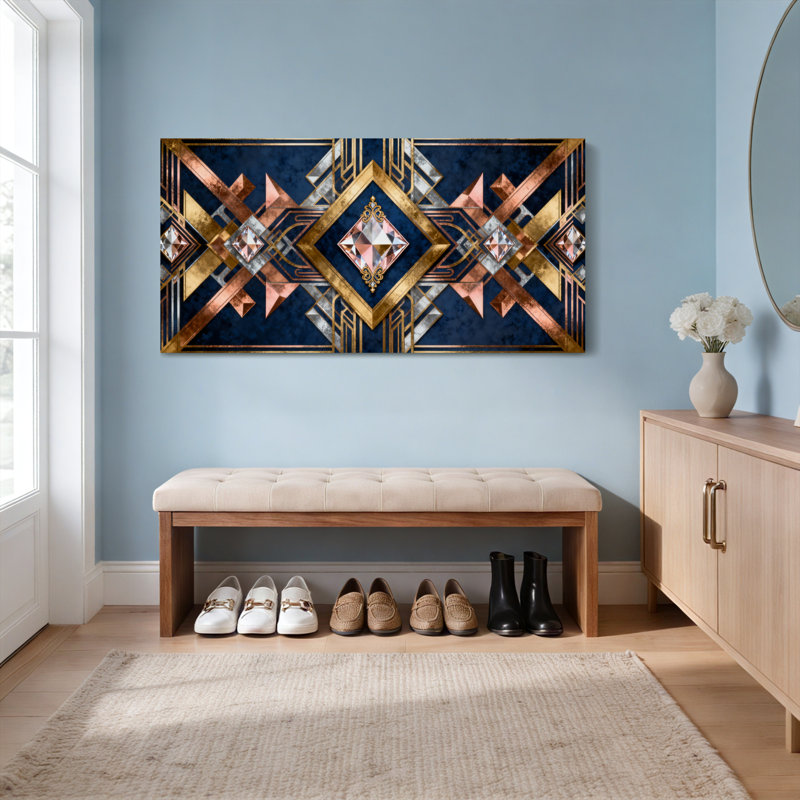 Ensemble de 1 tableau sur toile à motif géométrique Art déco, H 12 po x l 36 po