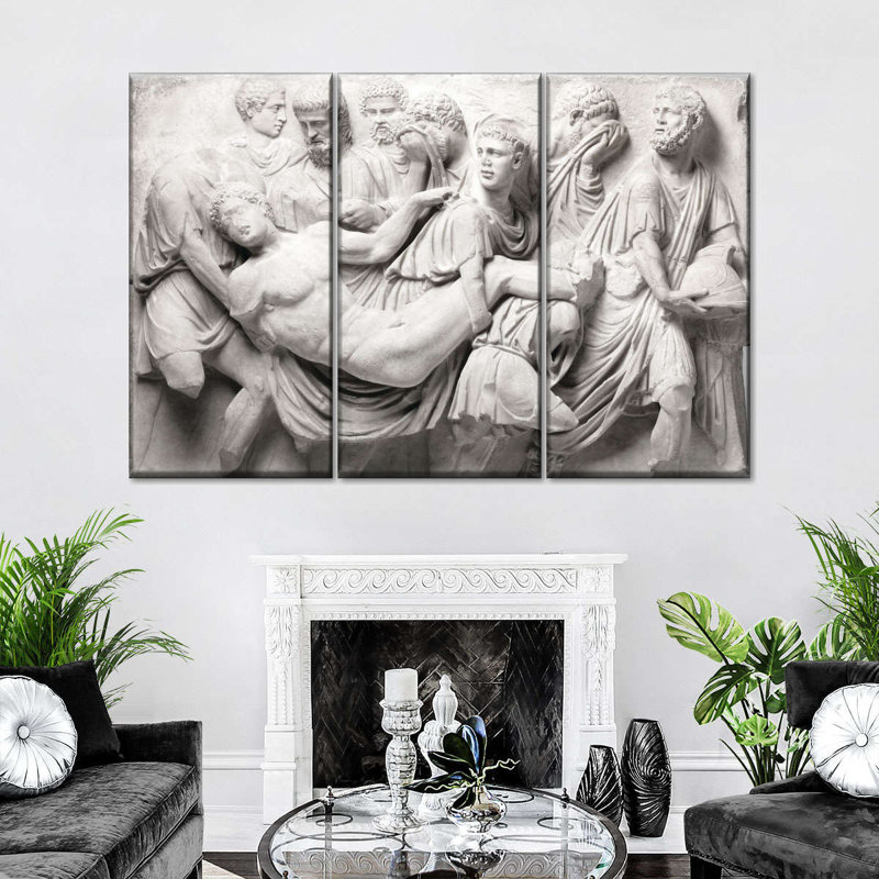 Ensemble de sculpture romaine sur toile 3 pièces, H 42 po x l 65 po 