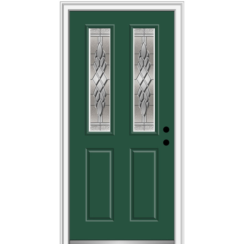Porte d'entrée pré-montée en fibre de verre 2 panneaux 2 1/2 Grace Grace, Vert forêt, H 80 po x l 30 po x P 1,75 po