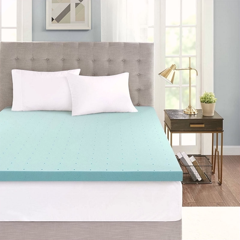 Hypoallergenic Cooling Gel Memory Foam Mattress Topper With Removable Cooling Cover, Twin, 3.1"