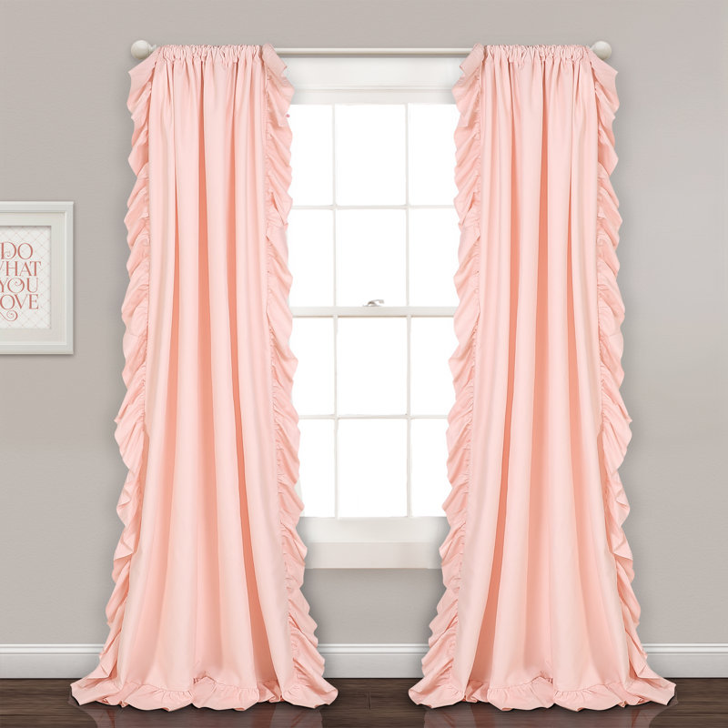 Paire de rideaux semi-transparents Reyna, Rosé, L 54 po x L 84 po