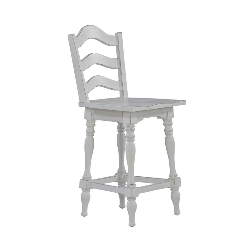 Colne Ladder Back Swivel Counter Height Chair (Set of 2), Counter Stool (25" Seat Height)