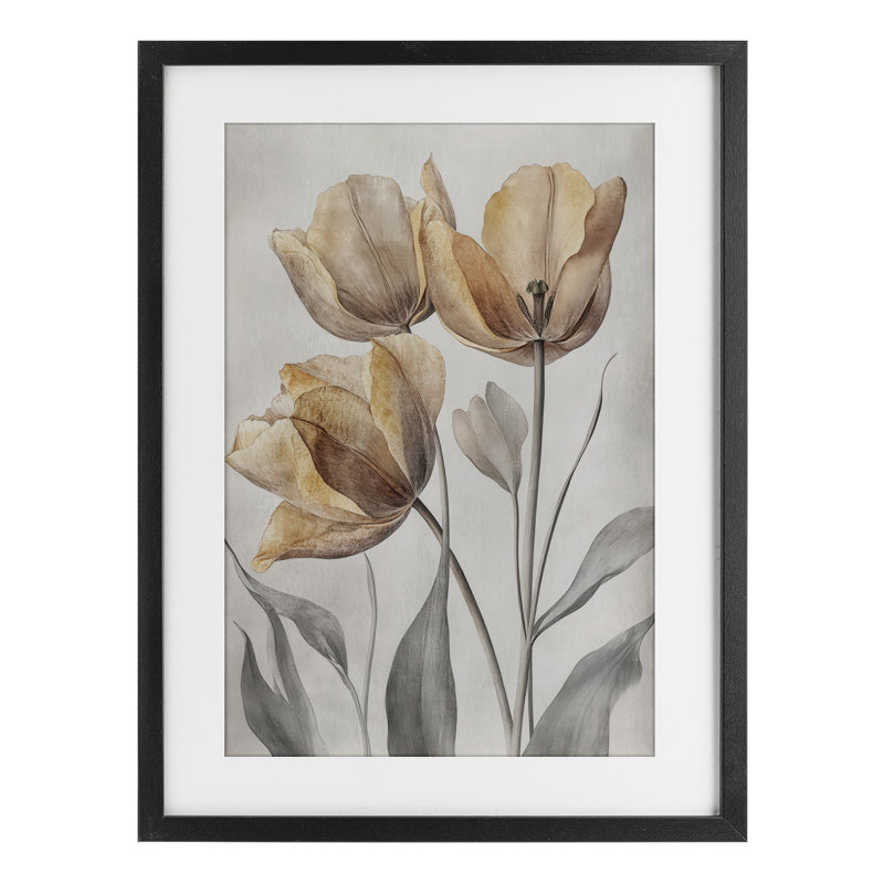 Pressed Poppies Florals, reproduction encadrée sous verre, conception de Petal Prints Design, H 20 po x l 14 po