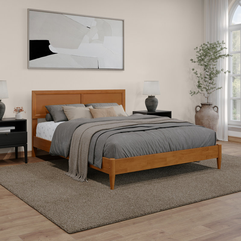 Aryonna Wood Panel Bed, Queen, Light Toffee