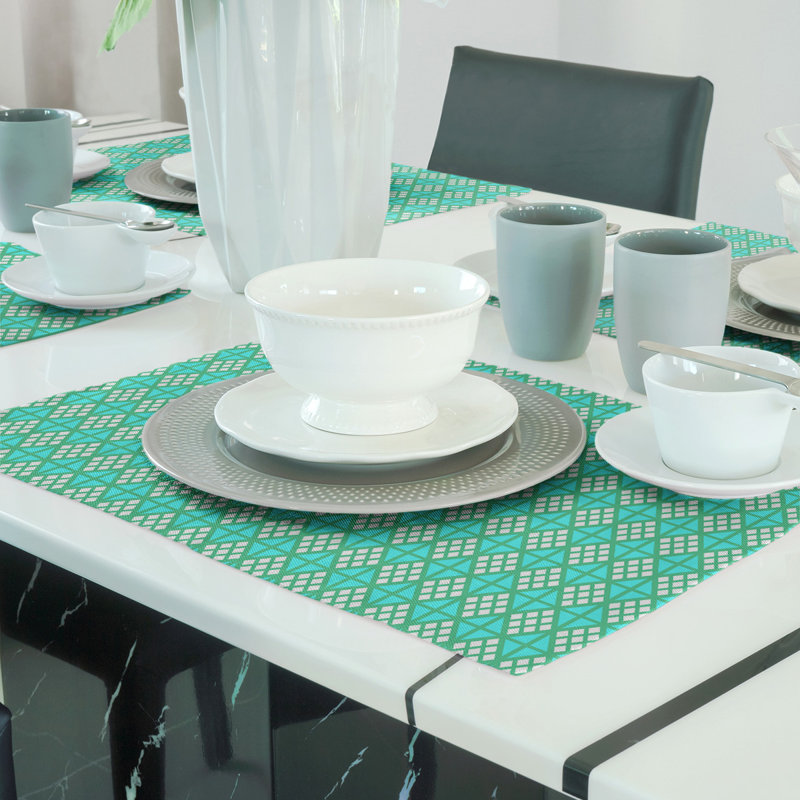 Napperon en coton 18 po Classic Diamonds, Vert / Sarcelle