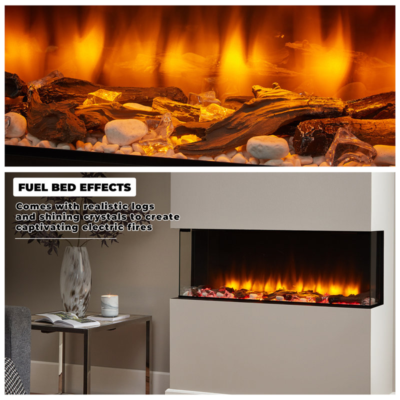 Castleton Fires & Fireplaces Black Electric Fireplace with 6824.28 BTU, 49.5cm H x 123cm W x 31cm D