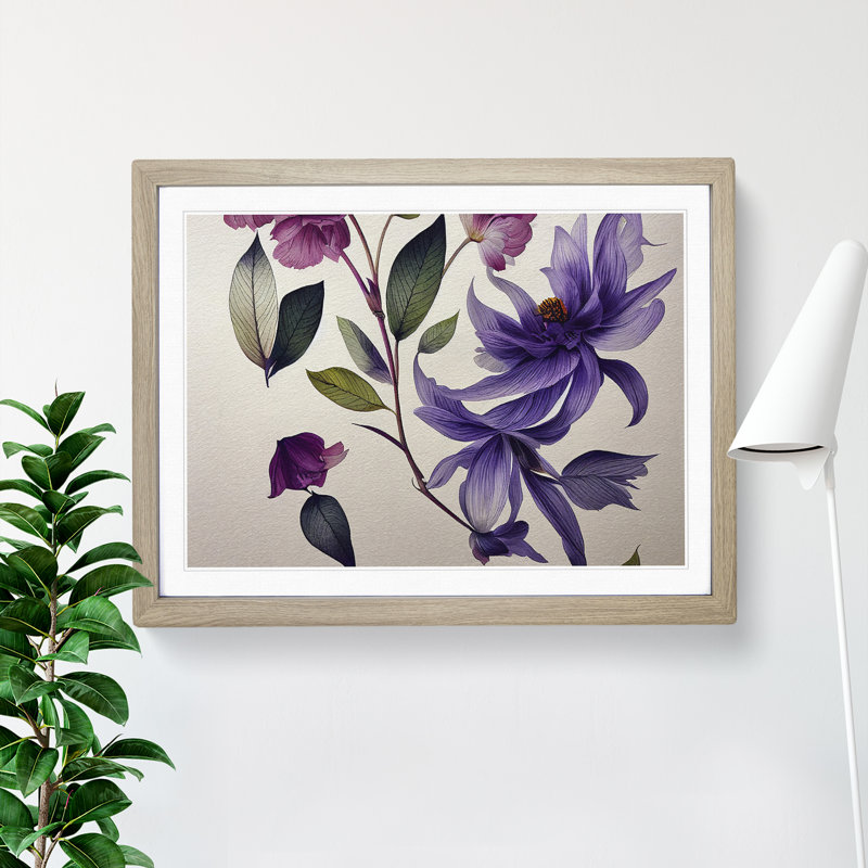 Shining Watercolour Flowers - Framed Print, 34cm H x 46cm W x 2cm D, Oak