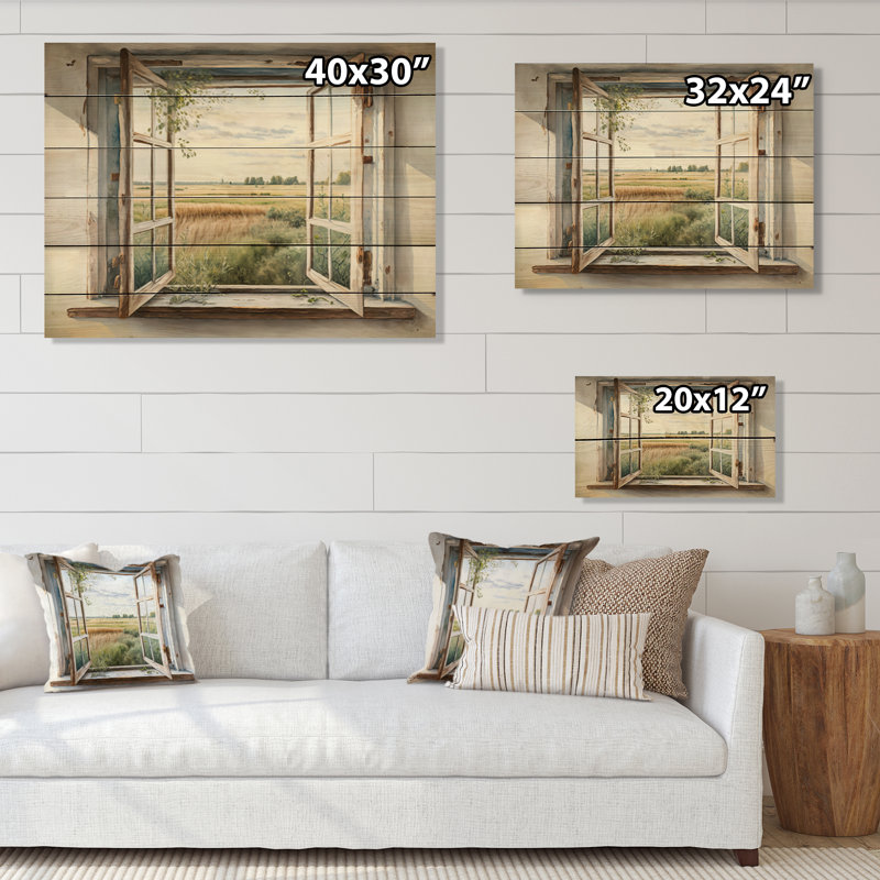 «Window to Landscape Views IV», reproduction sur bois sans cadre, H 12 po x l 20 po x P 1 po