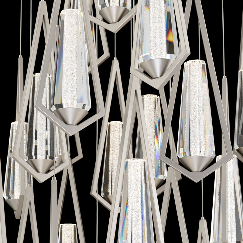 Devotion LED Pendant, 18" H x 28" W x 28" D, Satin Nickel, 25 Lights