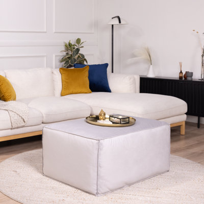 Repose-pieds rectangulaire en microfibre et vinyle rembourré 36 po x 24 po, H 16 po
