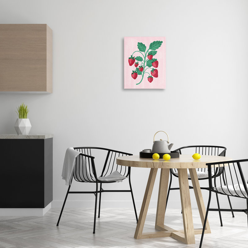  Art mural sur toile "Fresh Strawberries Branch" par Aralma, H 20 po x l 16 po
