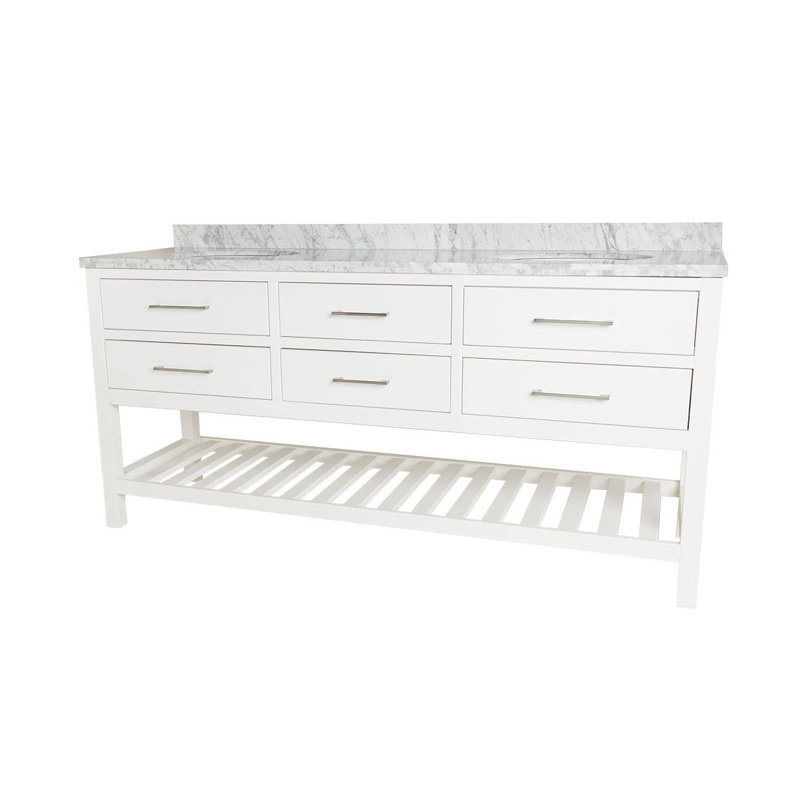 Base de meuble-lavabo double 71,25 po seulement, Blanc