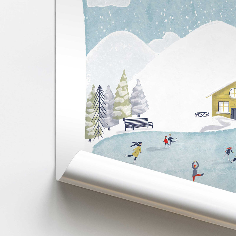 Impression d'aventure de patinage d'hiver, Sans cadre, papier, H 16 po x l 20 po