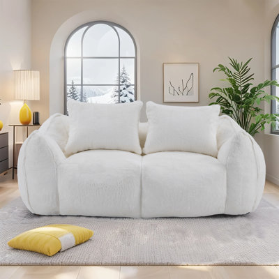 Giant Bean Bag Couch for Adults, 75" Oversized Fluffy Loveseat Sofa with Pillows,Lounge Chair for Living Room, Bedroom, Reading Nook by RUVINCE