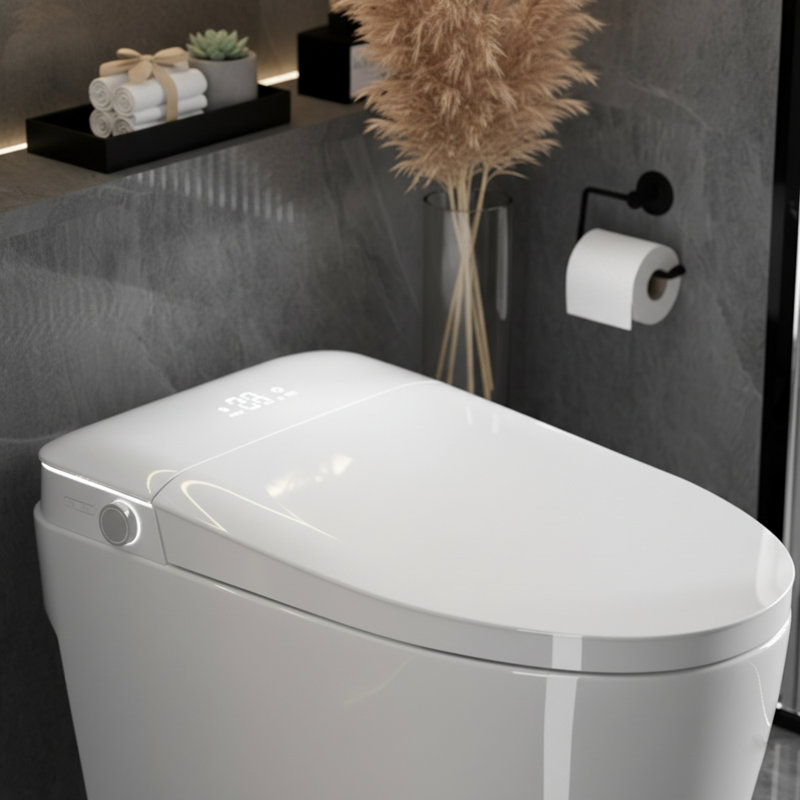 Toilette intelligente avec siège chauffant pour bidet, ouverture / fermeture automatique, bidet intégré, fonction de séchage et d'eau chaude