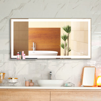 Miroir de salle de bain pour salle de bain - mural à DEL, lumière réglable, interrupteur tactile antibuée avec mémoire, design moderne et intelligent