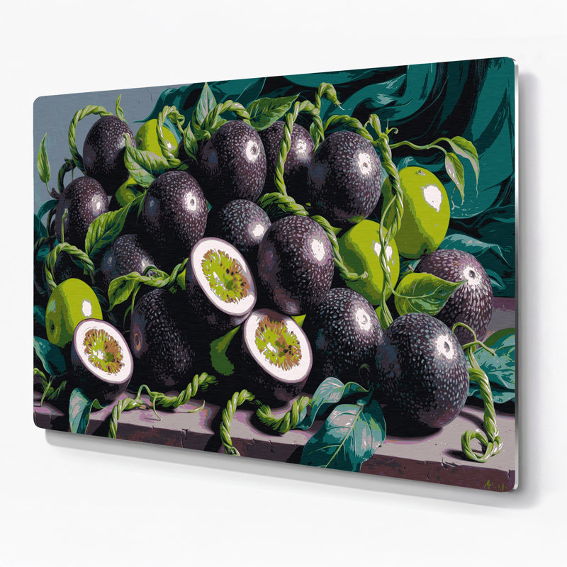 «Fruit Granadilla», art mural en métal gris, H 11 po x l 14 po